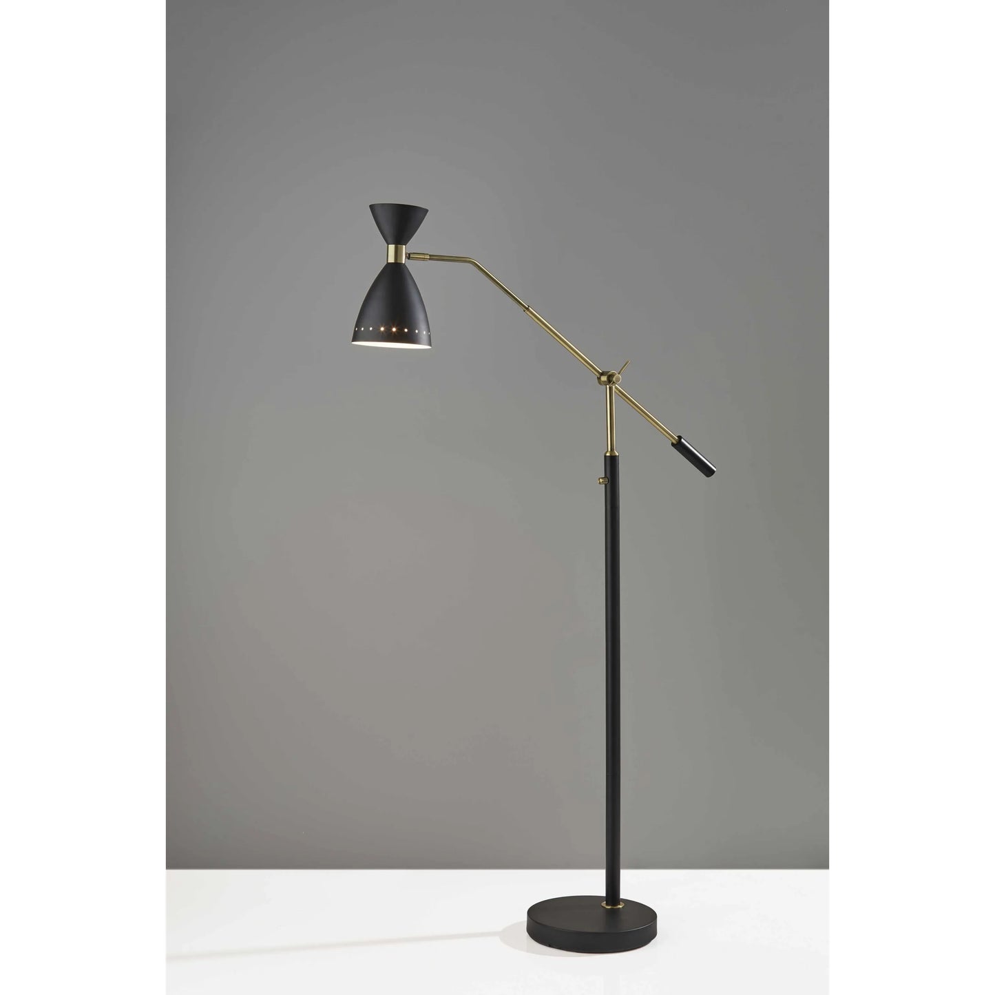 Black Adjustable LED Floor Lamp with Cone Shade