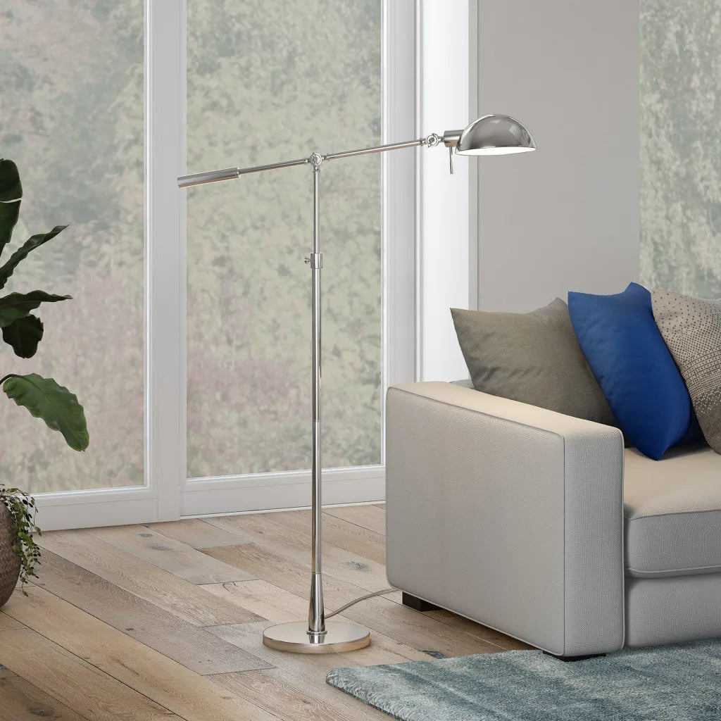 Nickel Adjustable Swing Arm Floor Lamp