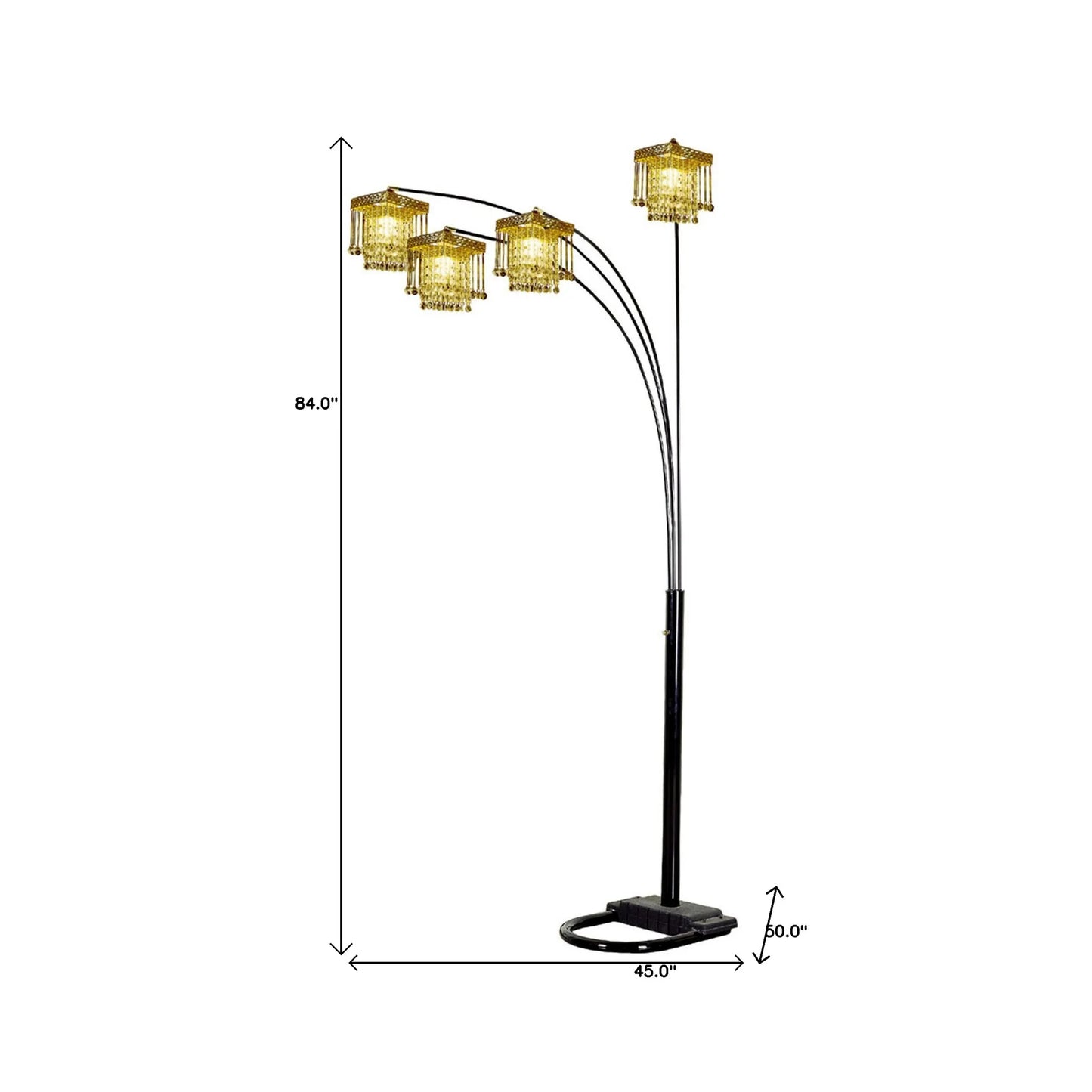 Black Four-Light Crystal Floor Lamp