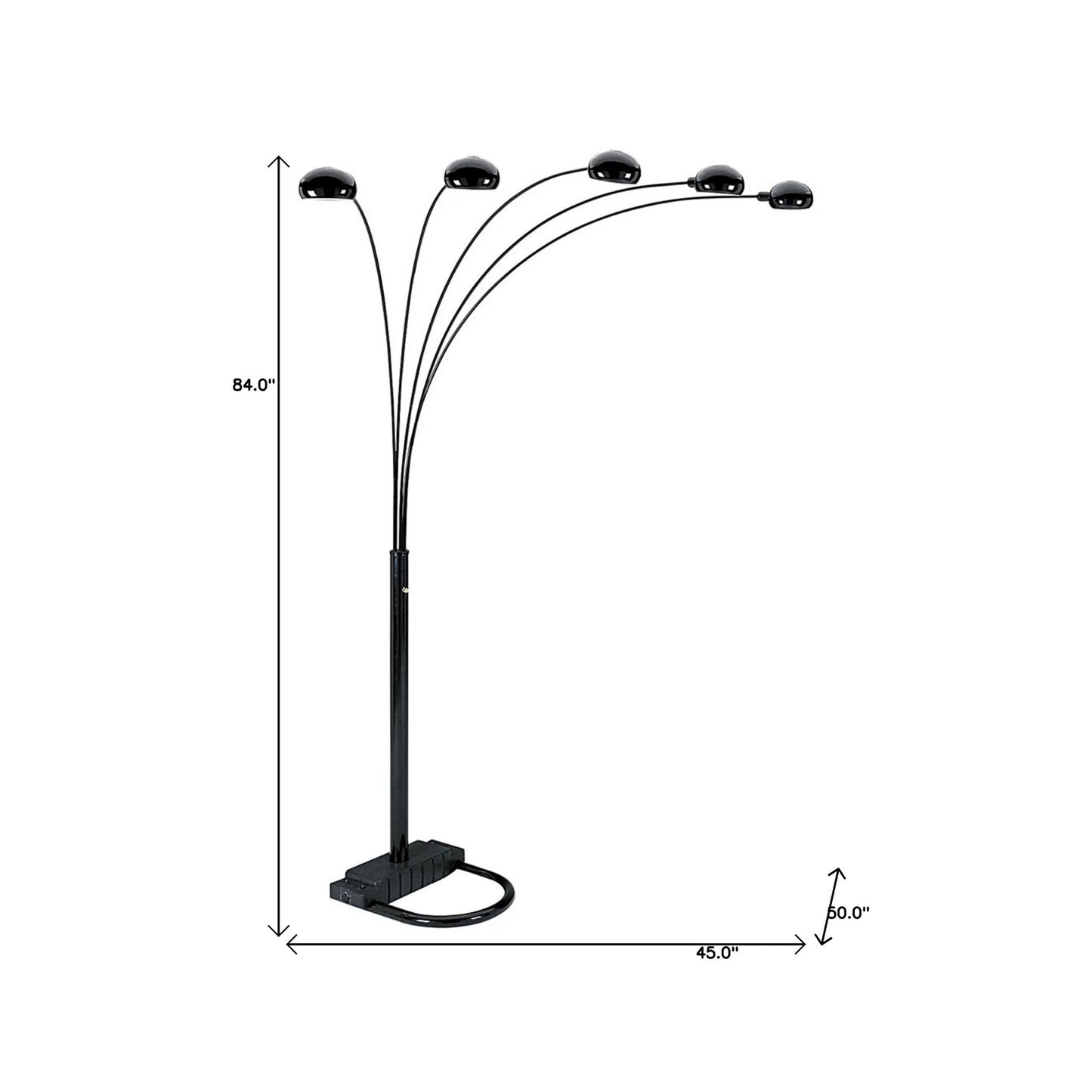 Black Five-Light Arc Floor Lamp