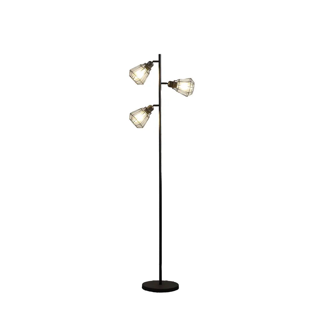 Industrial Farmhouse Floor Lamp with Cage Shade
