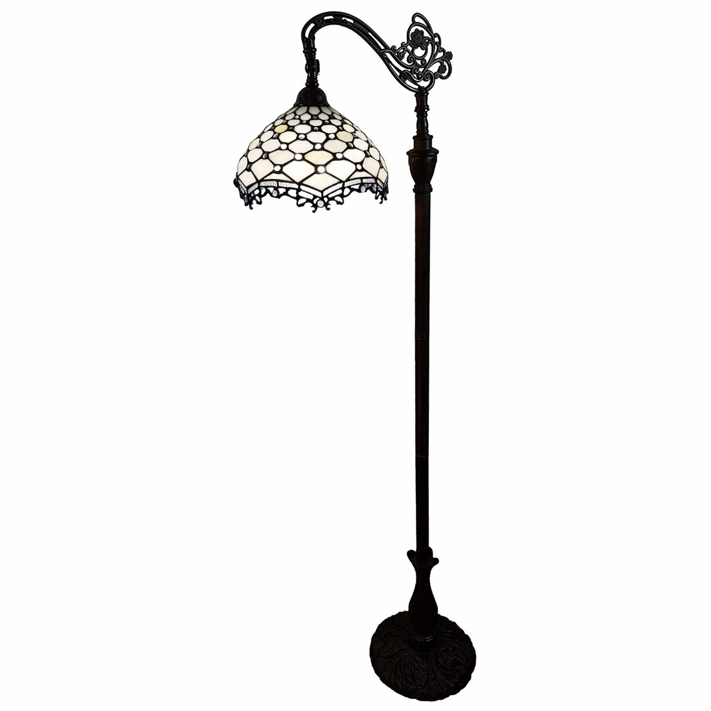 Brown & White Glass Bowl Floor Lamp