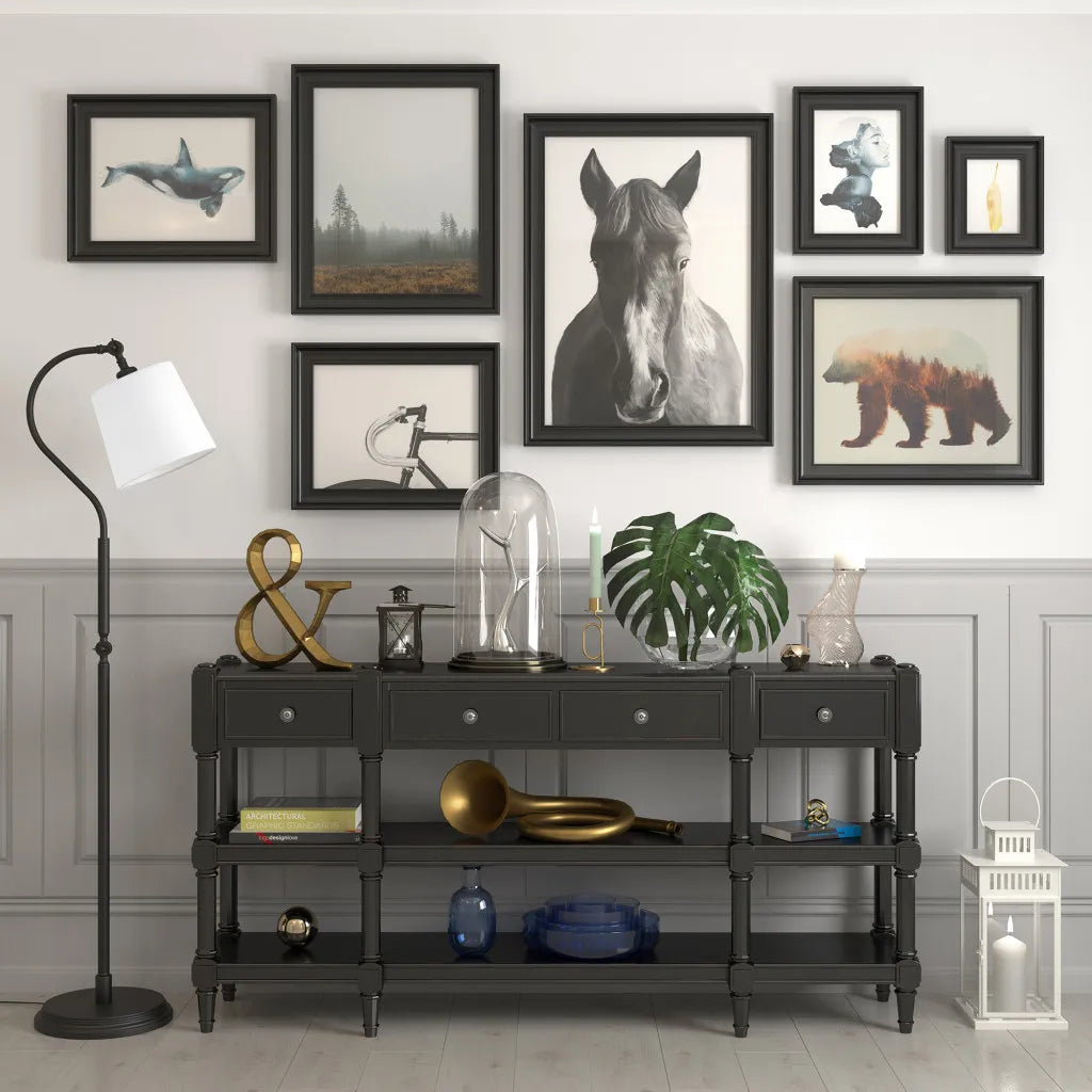 Luxury Black Arched Floor Lamp with Frosted Shade