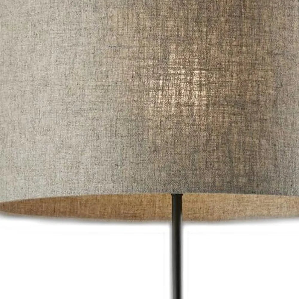 Beige Black Floor Lamp with Drum Shade