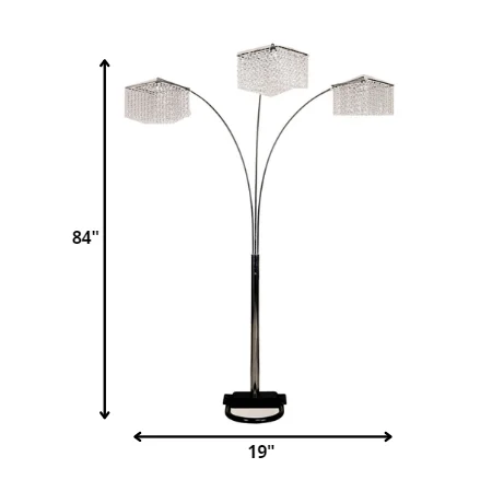 Silver Three-Light Crystal Floor Lamp