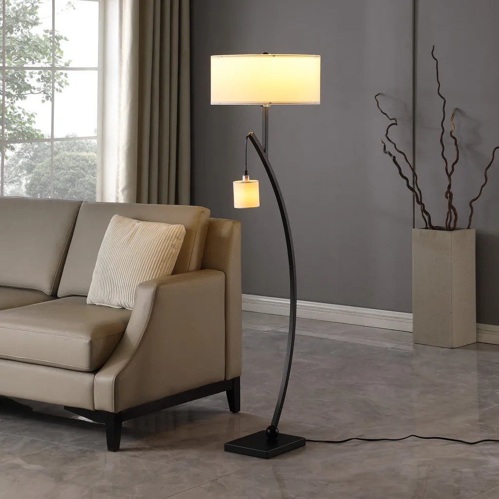 Matte Black Dual Arc Floor Lamp