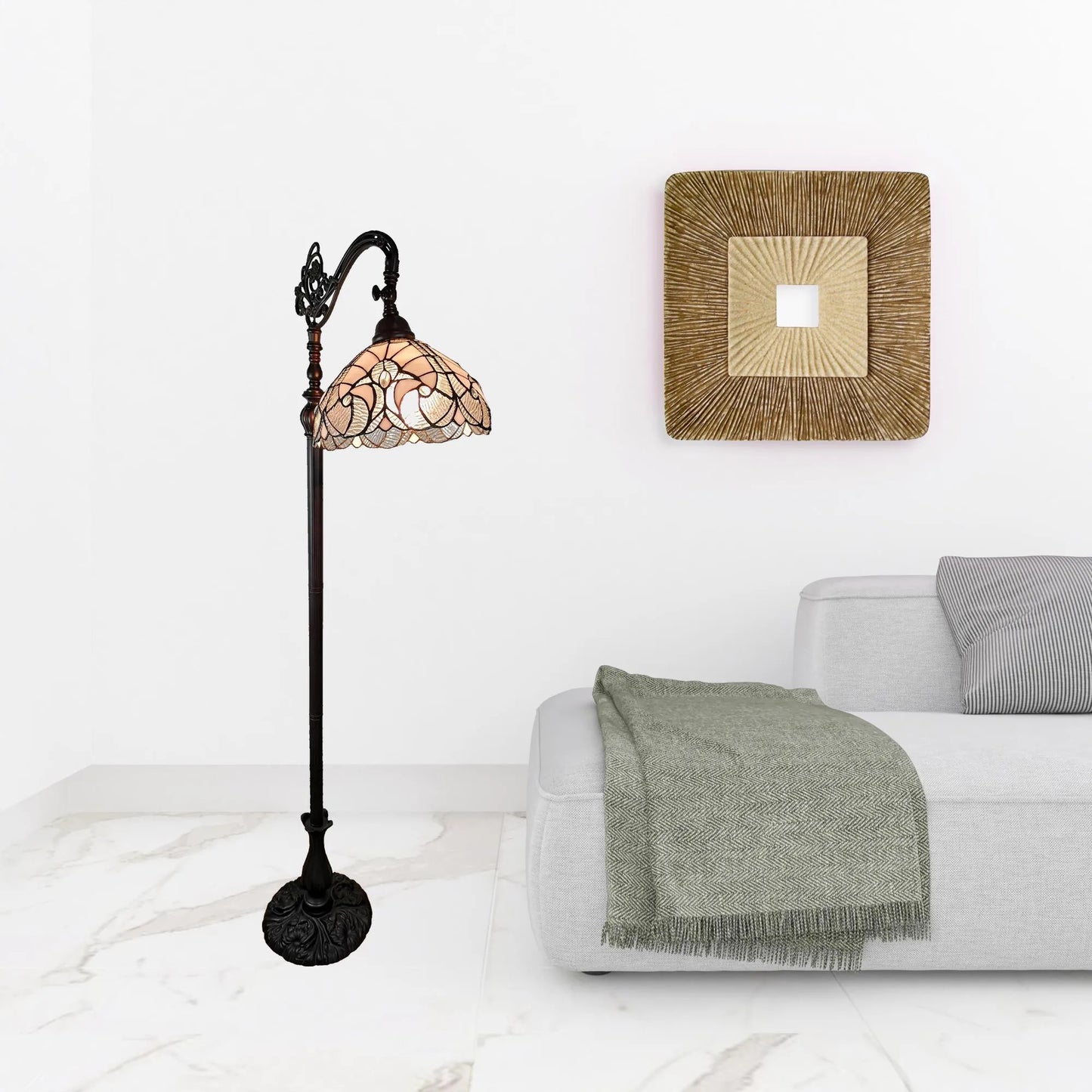 Modern LED Floor Lamp Brown and White Plastic Body