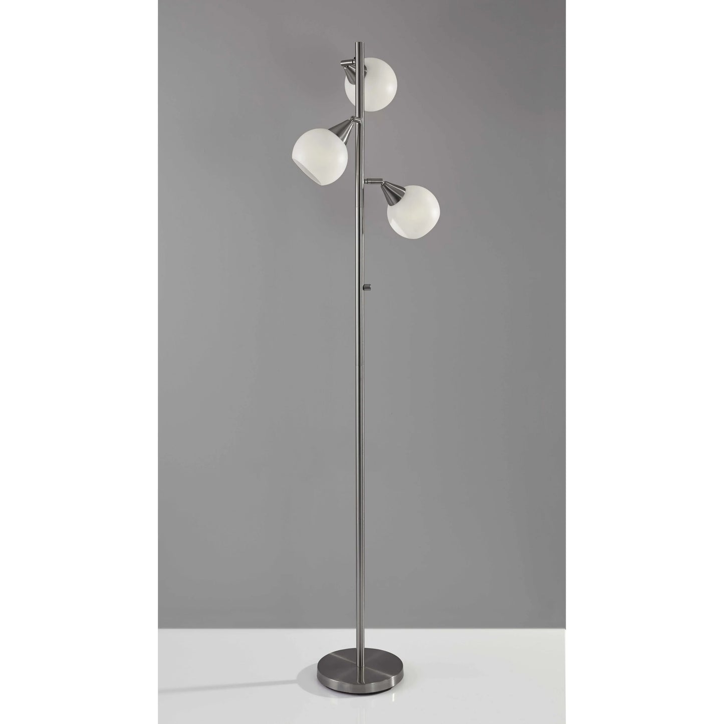 Modern Silver Floor Lamp with Dome Shade