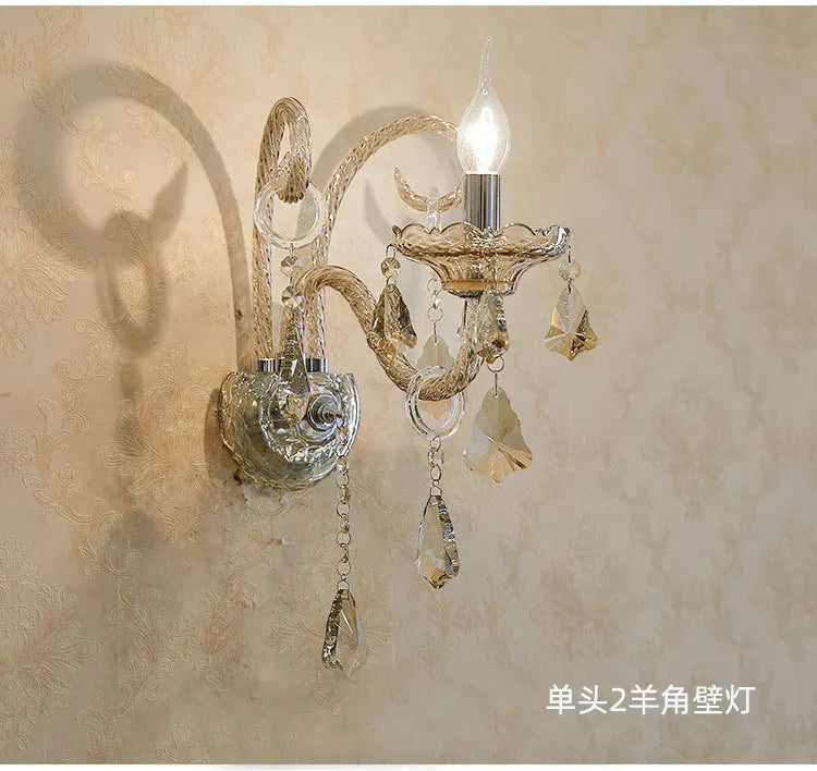 Cognac Elegance Crystal Candle Wall Sconce