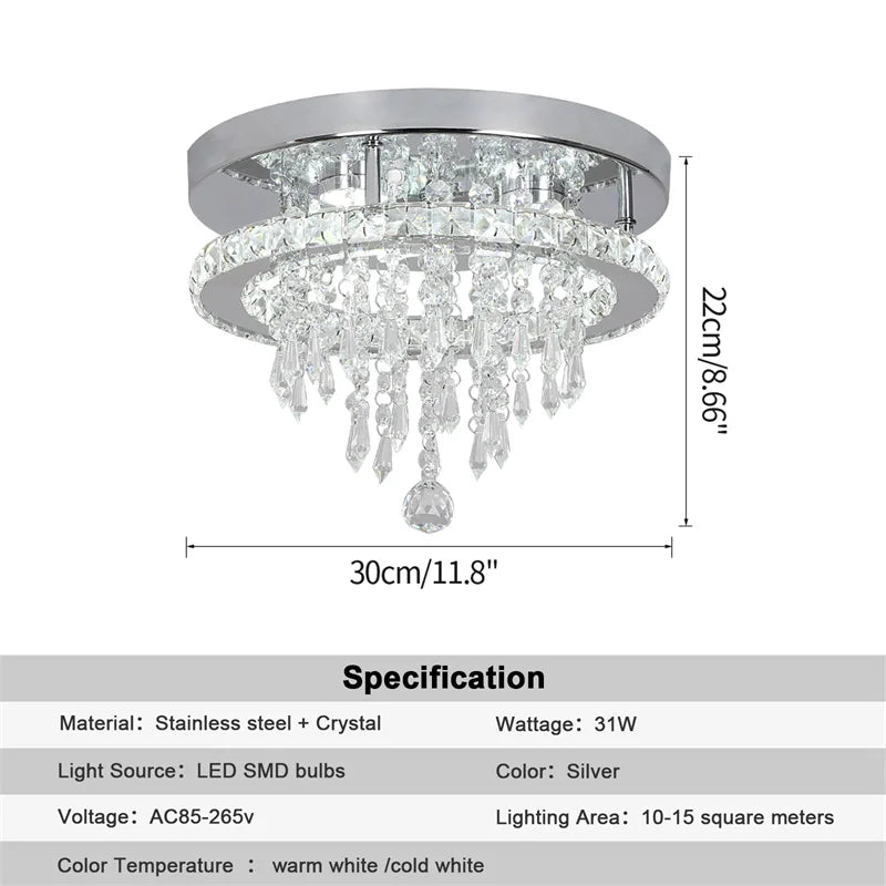 Crystal LED Flush Chandelier
