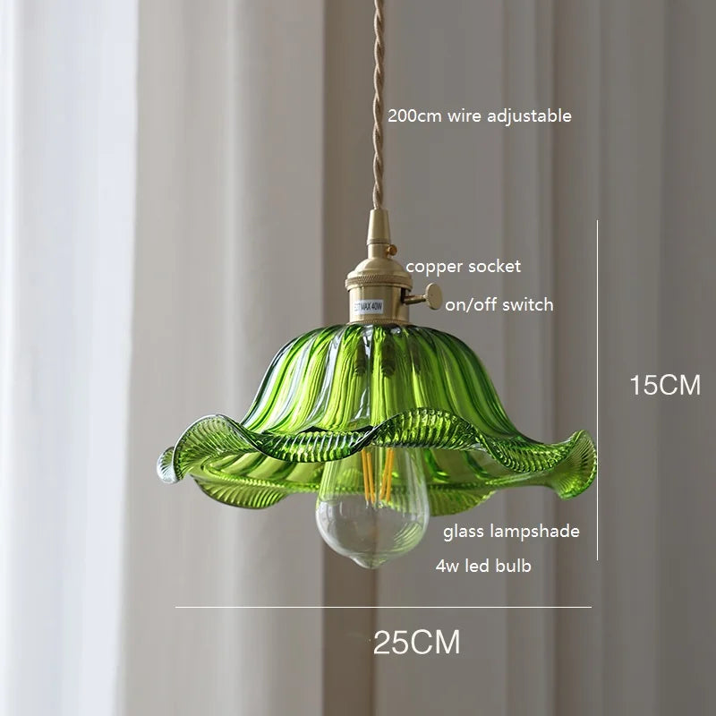 Vintage Copper Glass LED Pendant Light Fixtures