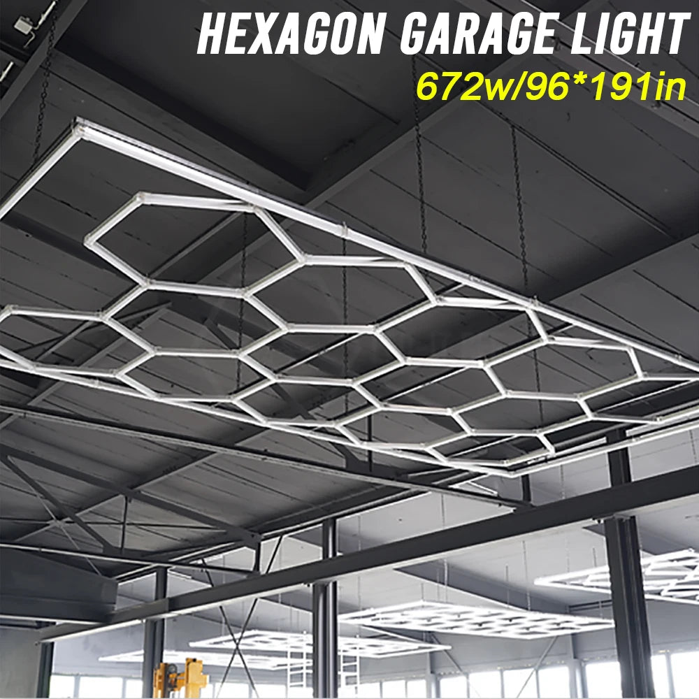 Hexagon LED Garage Light, 6500K Honeycomb Ceiling Kit
