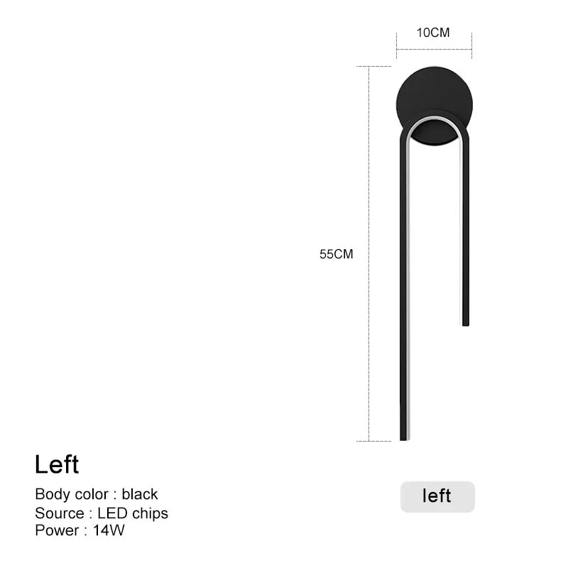 Minimalist Black LED Bedside Wall Sconce