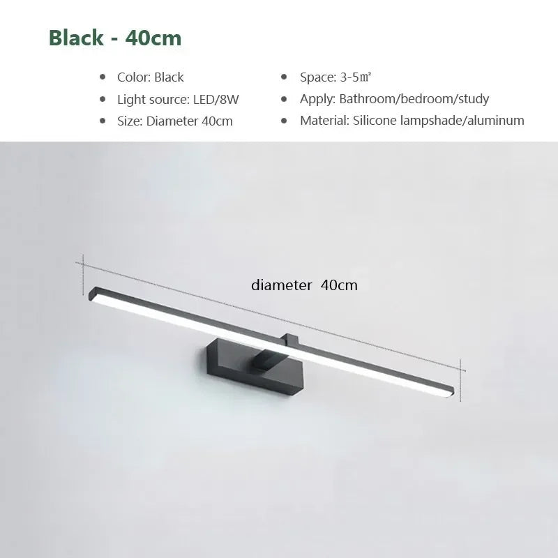 LED Mirror Lights Wall Lamps Recharge