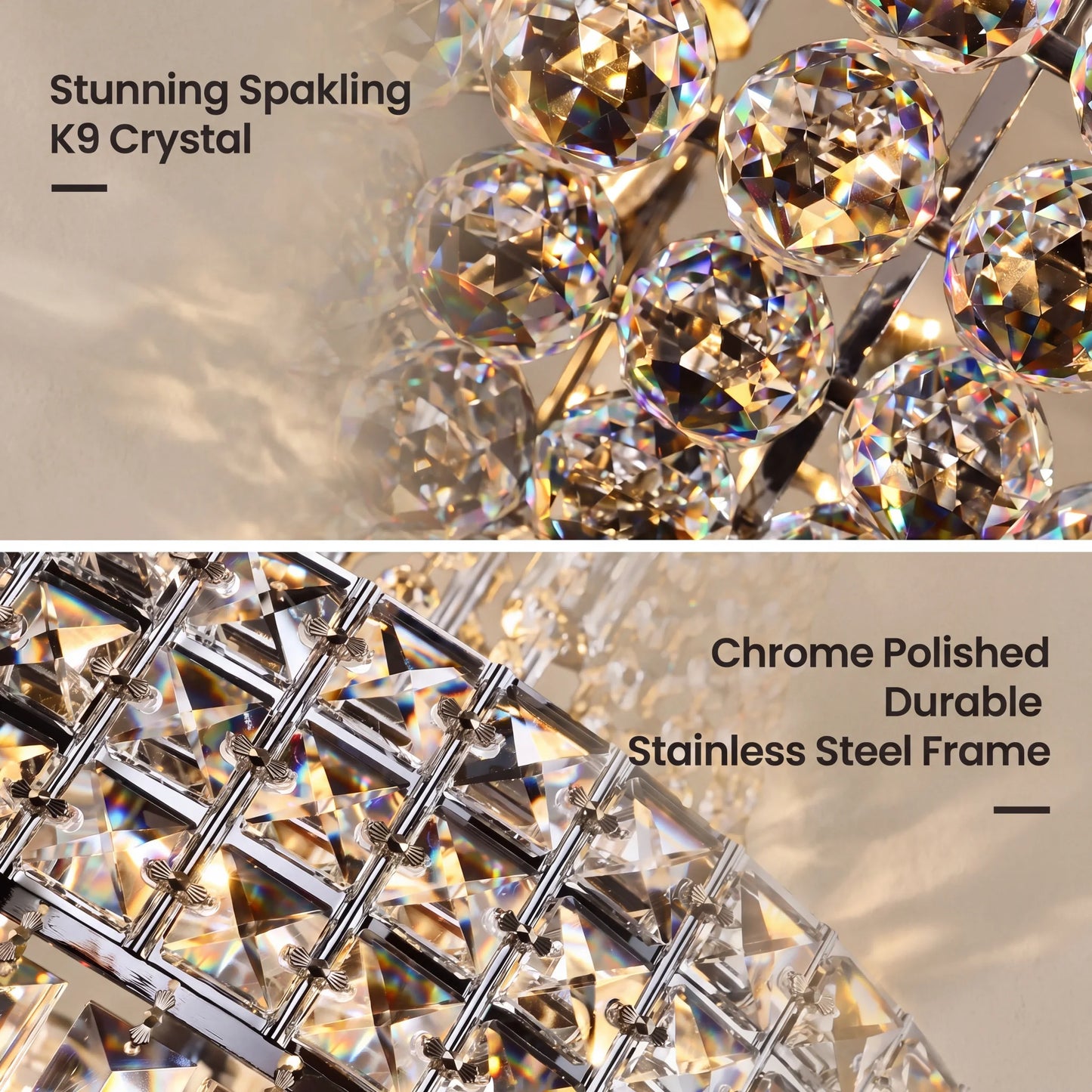 Chrome Crystal Empire Chandelier, 40 cm, Dimmable
