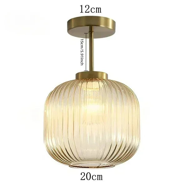 Retro Luxe Striped Lantern Ceiling Light Fixture