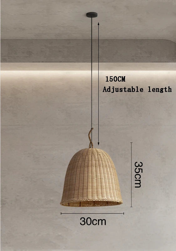New Rattan Ceiling Chandelier Restaurant Retro Style Bar