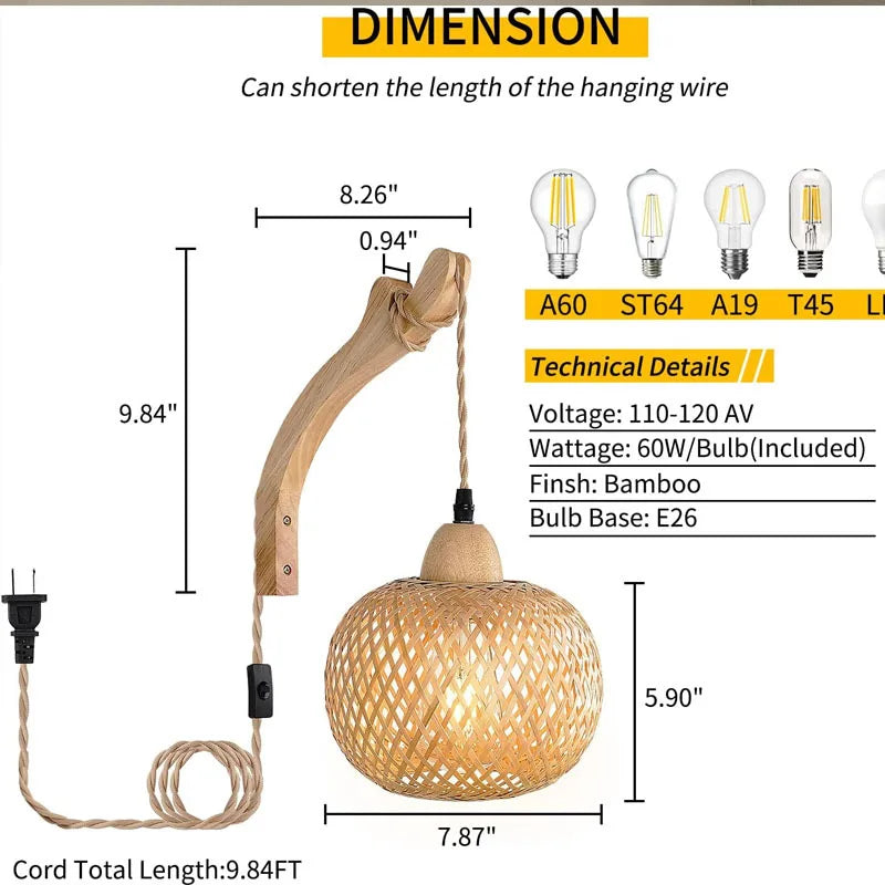 Bamboo Lantern Wall Lamp