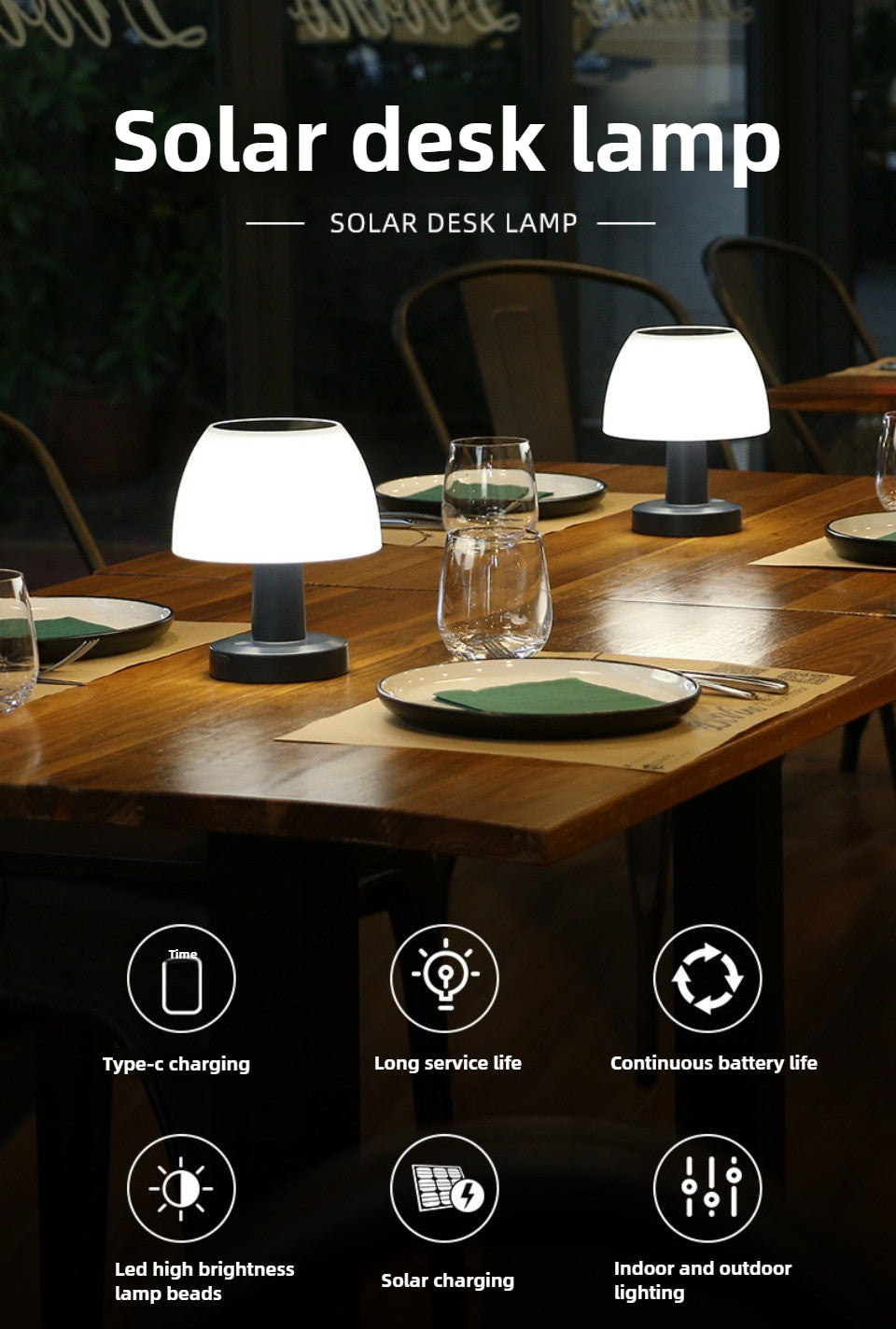 SolarGlow USB Garden Lamp - Wireless Outdoor Decor