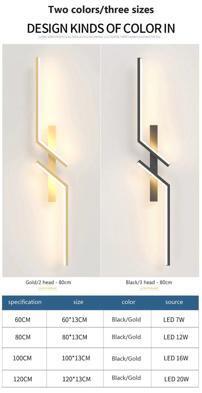 LED Wall Lamp Modern Minimalist Strip Wall Decor Lights