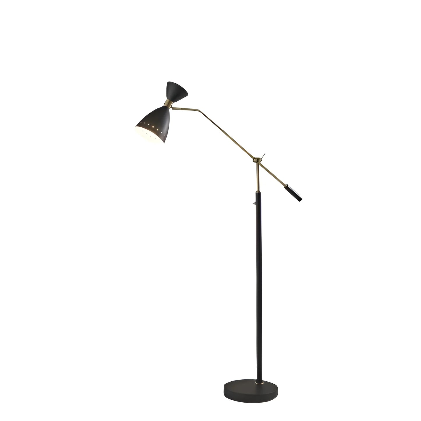 Black Adjustable LED Floor Lamp with Cone Shade