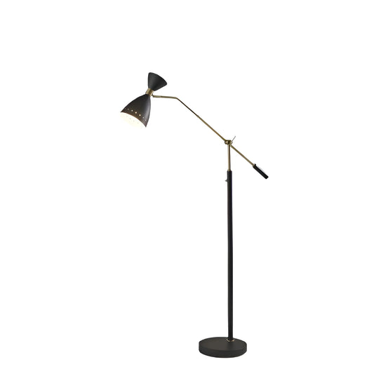 Black Adjustable LED Floor Lamp with Cone Shade