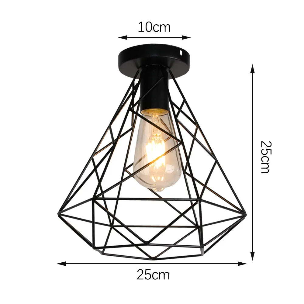 Retro Metal Semi-Flush Ceiling Light Fixture
