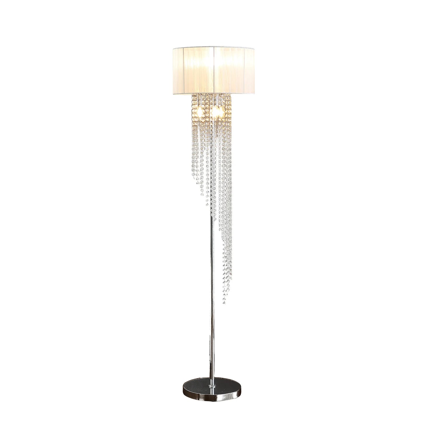 Clear and Silver Crystal Metal Floor Lamp