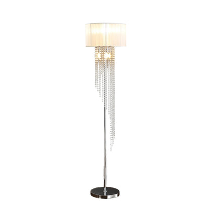 Clear and Silver Crystal Metal Floor Lamp