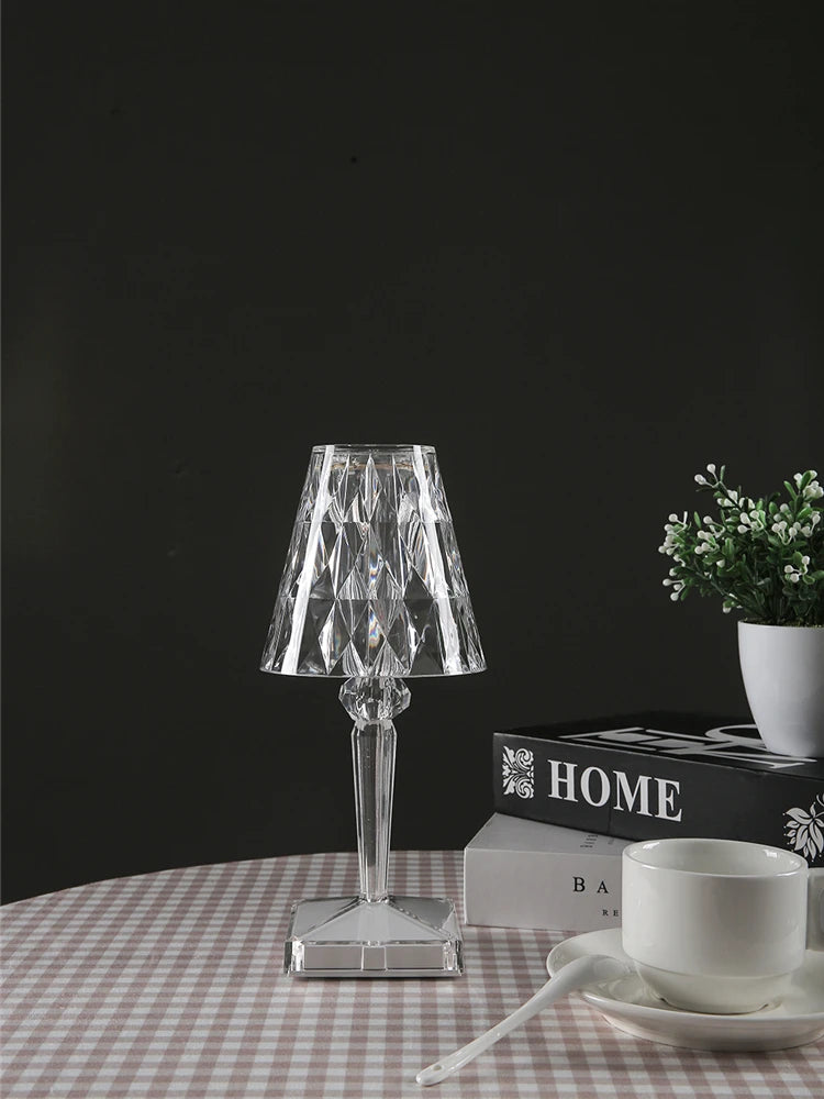 Diamond Glow: USB Rechargeable Touch Table Lamp