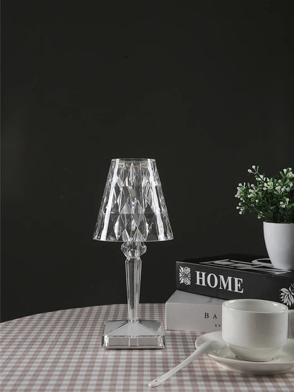 Diamond Glow: USB Rechargeable Touch Table Lamp