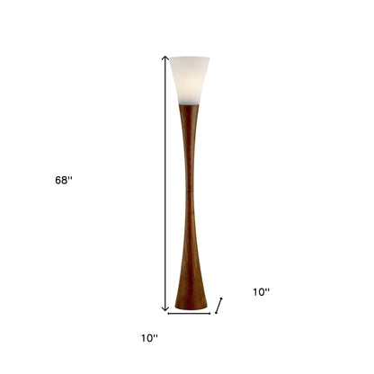 Brown and White Wood Floor Lamp with Acrylic Shade
