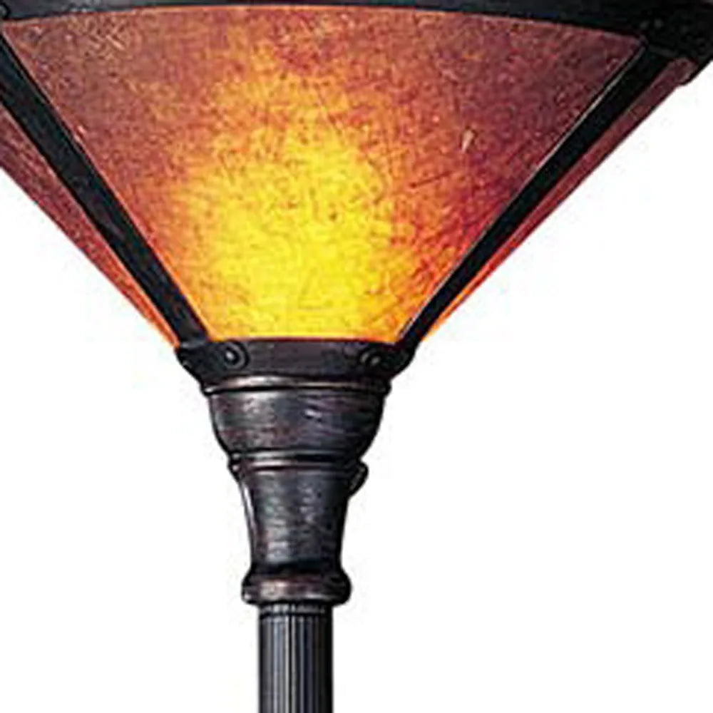 Rustic Torchiere Floor Lamp with Dome Shade