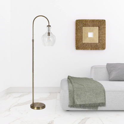 Brass Arched Floor Lamp with Glass Dome Shade