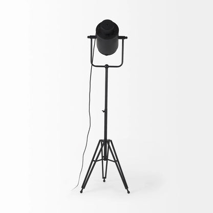 Black LED Floor Lamp with Metal Shade