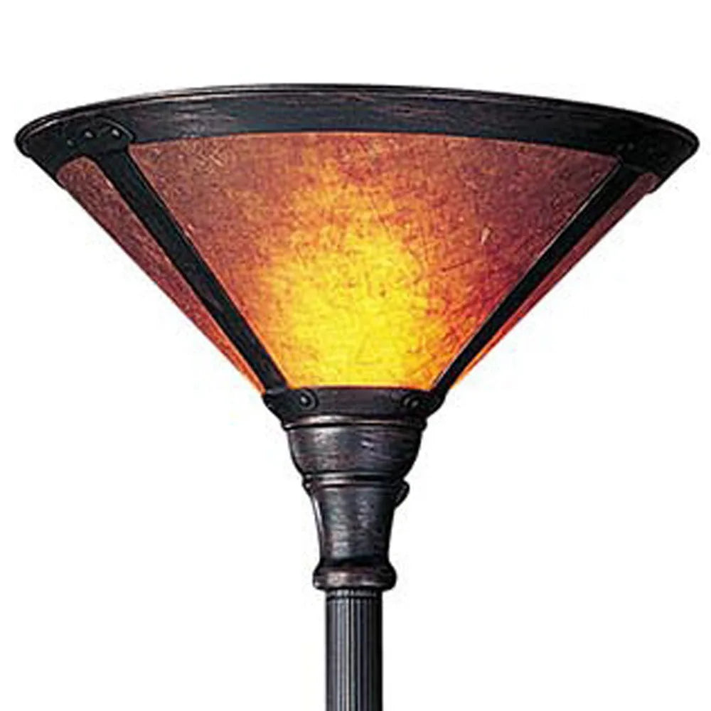 Rustic Torchiere Floor Lamp with Dome Shade