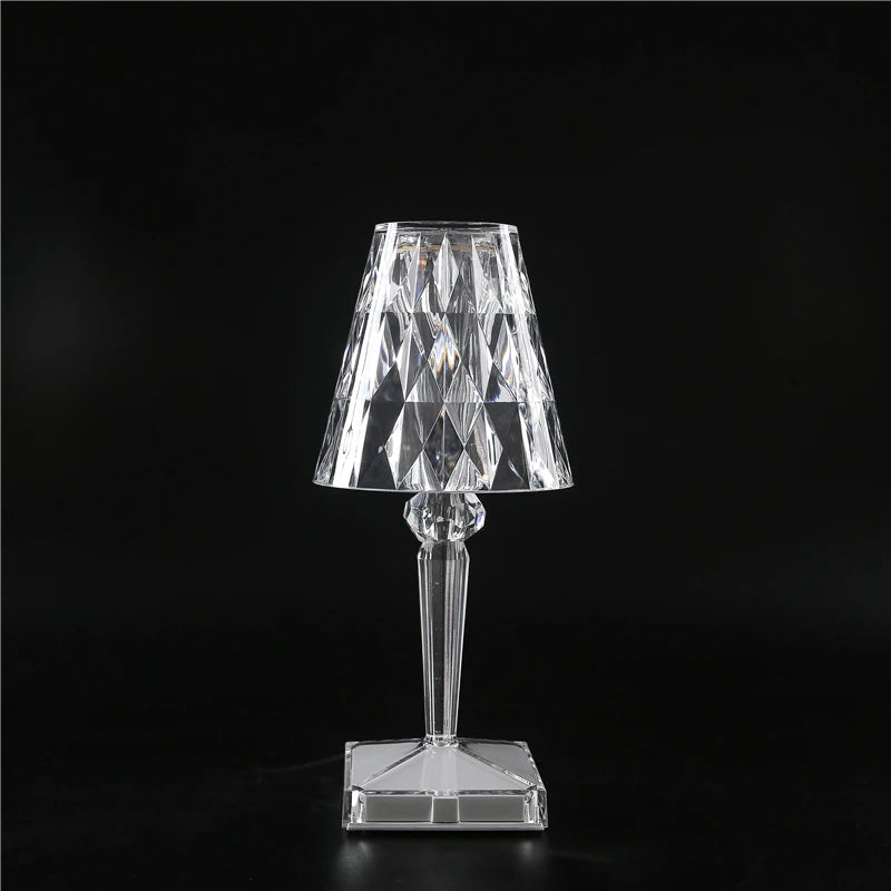 Diamond Glow: USB Rechargeable Touch Table Lamp