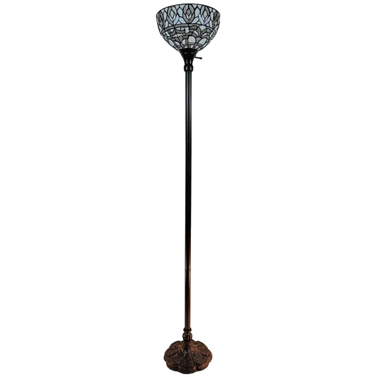 Brown & White Blue Glass Floor Lamp