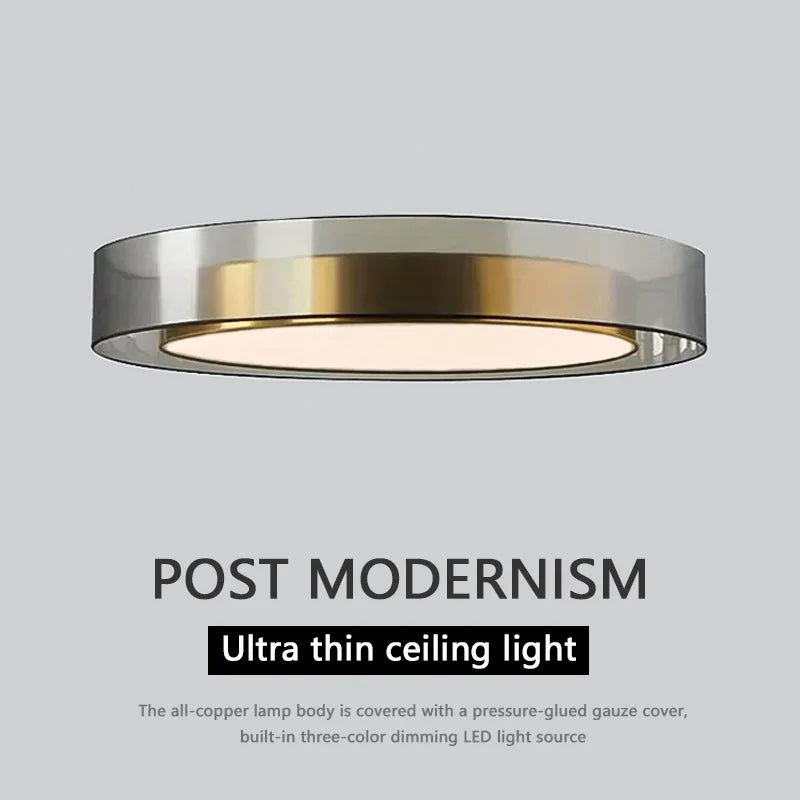 Nordic Copper LED Round Ceiling Light