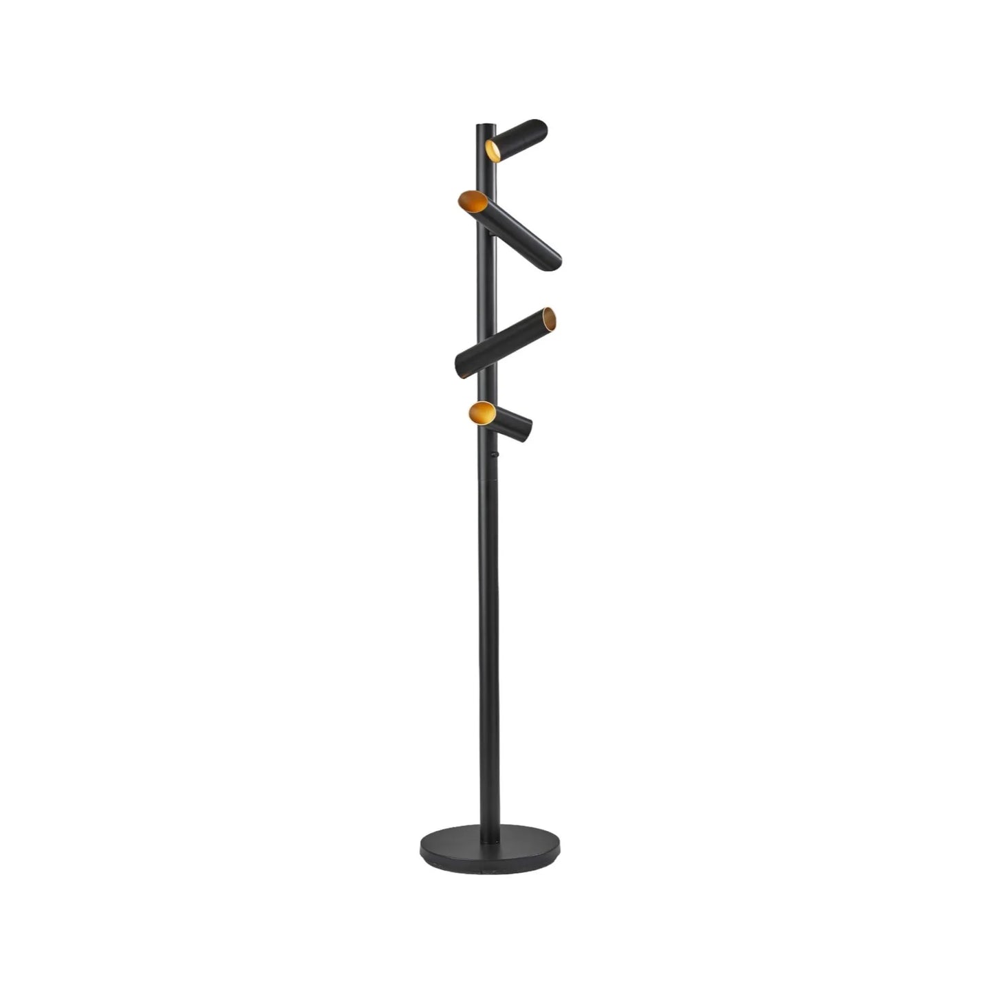 Modern Black Tree Floor Lamp with Cylinder Shades