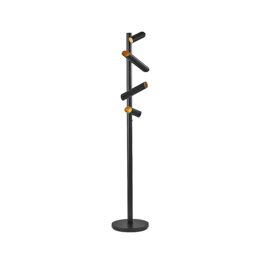 Modern Black Tree Floor Lamp with Cylinder Shades