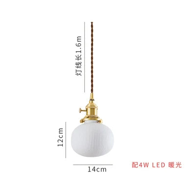 White Ceramic Brass Pendant Light