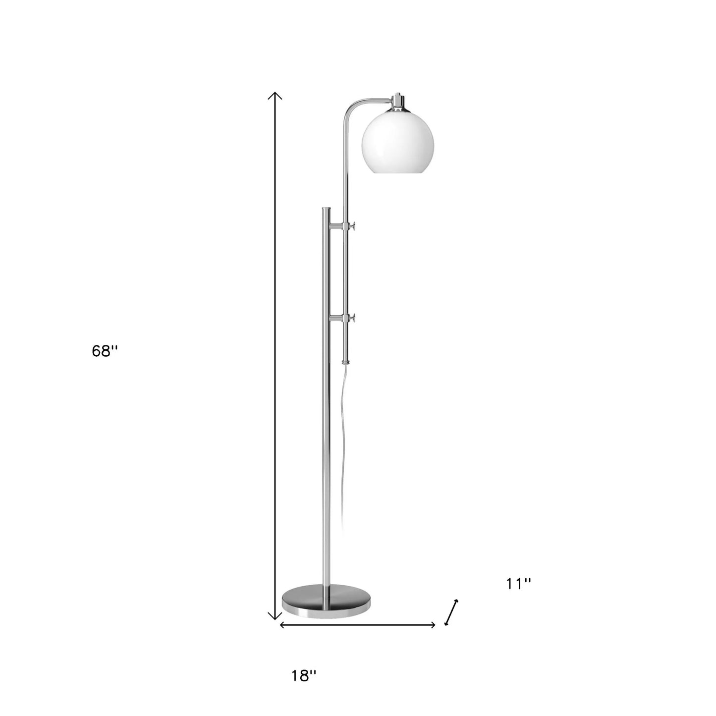 Nickel Adjustable Floor Lamp with Globe Shade