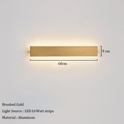 Gold Modern Long Wall Sconce for Bedroom & Hallway