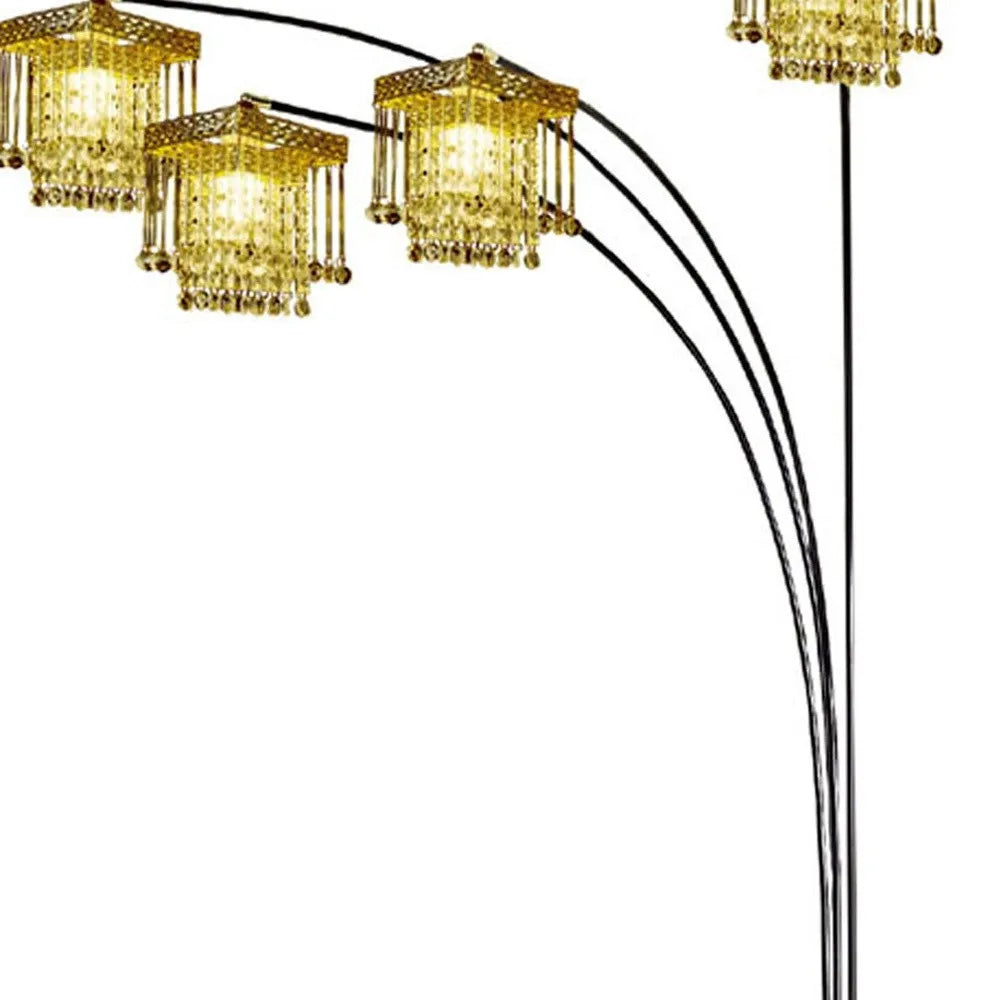 Black Four-Light Crystal Floor Lamp