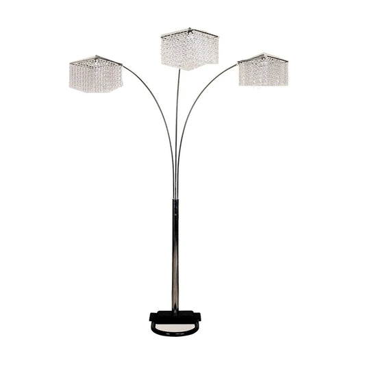 Silver Three-Light Crystal Floor Lamp
