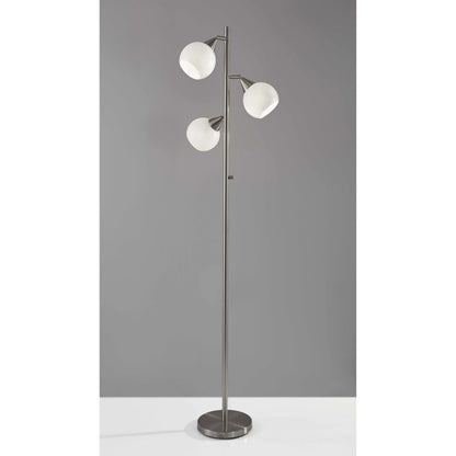 Modern Silver Floor Lamp with Dome Shade