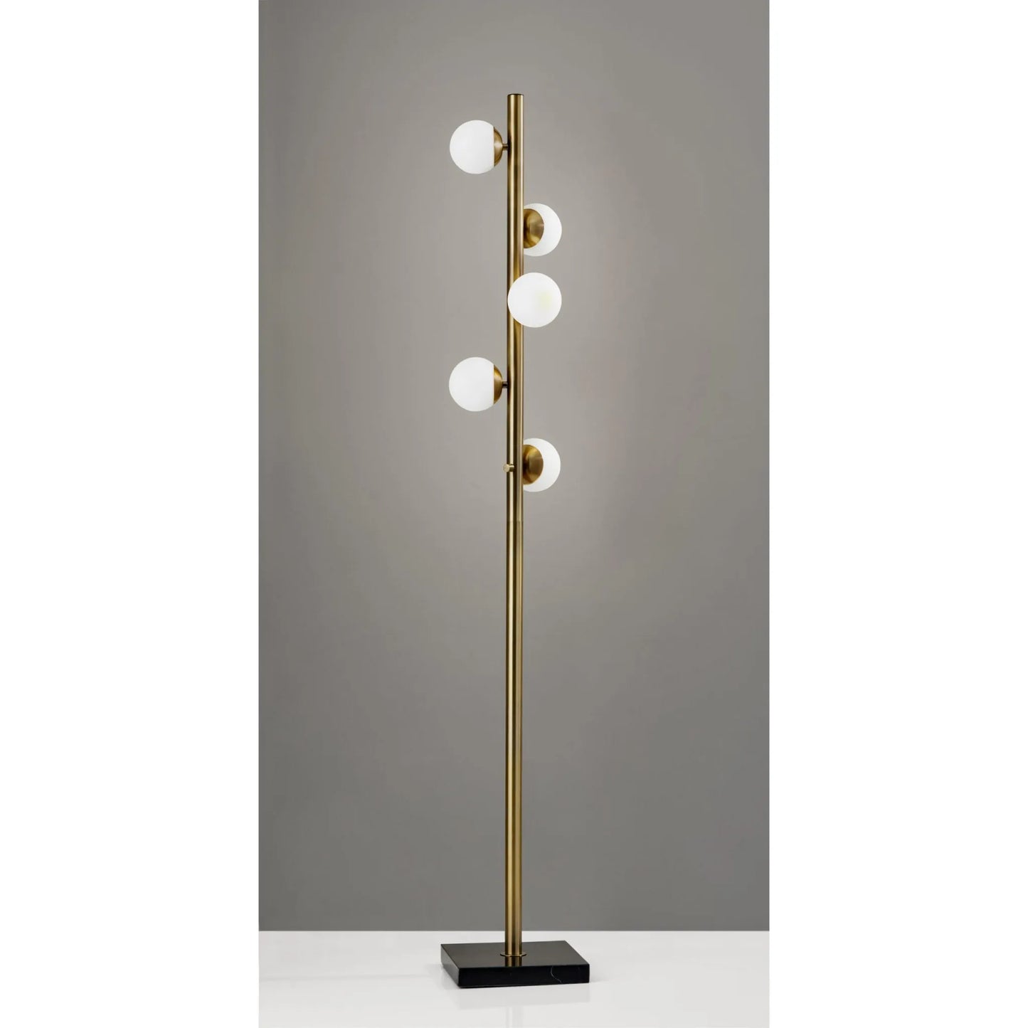 Brass LED Floor Lamp with Glass Shade