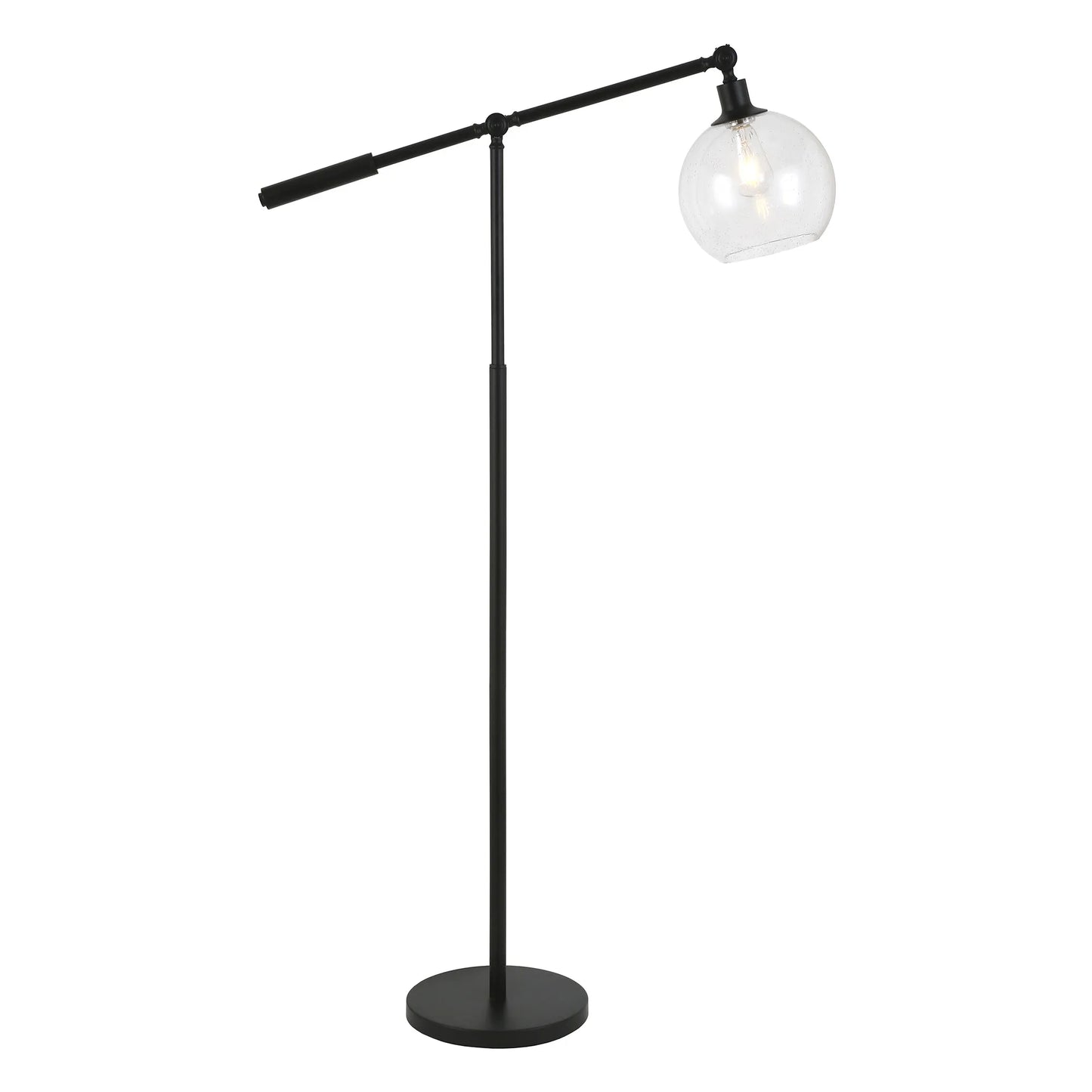 Modern Black Reading Floor Lamp with Globe Shade