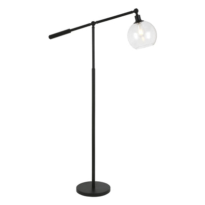 Modern Black Reading Floor Lamp with Globe Shade